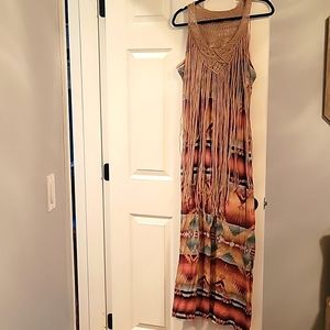 Denim and supply Maxi macabre Aztec  dress